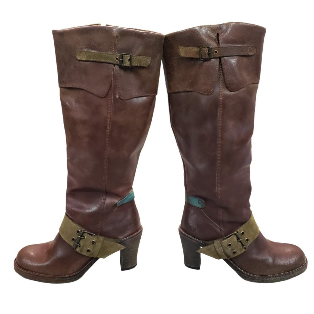 Bos & Co ‘Jan Faal’ Portugal Tall Heel Rustic Leather Brown Boots 41 - Picture 5 of 14